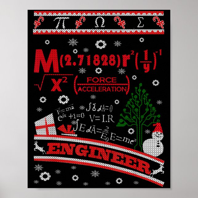 Poster Suéter de Natal Feio de Engenheiro - Camiseta de E (Frente)