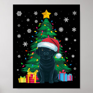 Poster Suéter Feio Árvore Xmas Luzes pretas Labrador Cão 