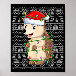 Poster Suéter Feio de Luzes de Natal de Ouriço Engraçado 