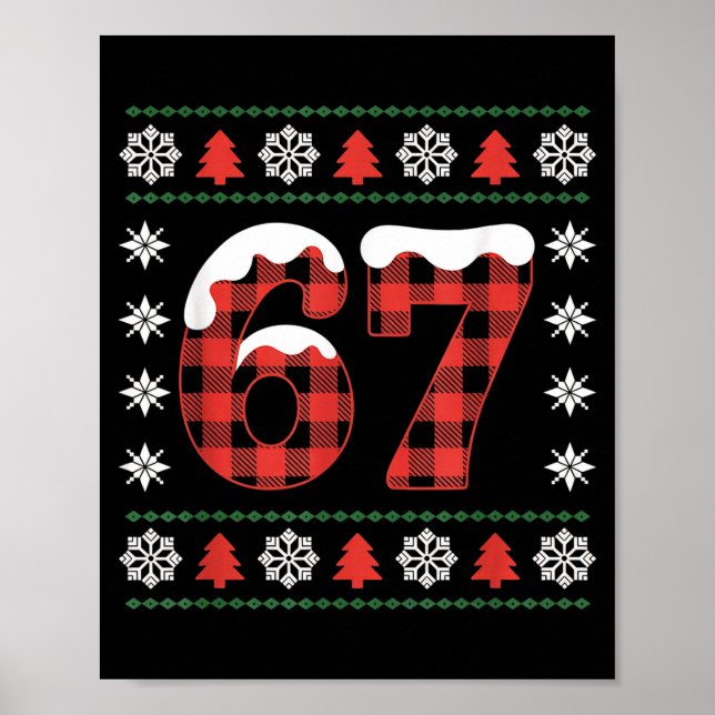 Poster Suéter Feio de Natal com Plaid de Búfalo Engraçado (Frente)