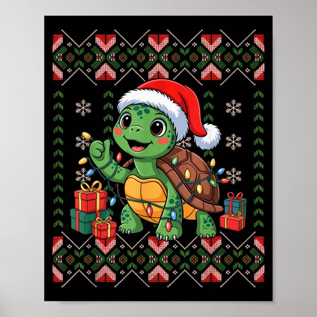 Poster Suéter Feio de Natal da Tartaruga Santa, Roupa de  (Frente)