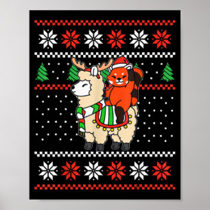 Poster Suéter Feio de Natal de Panda Vermelho Rena Lhama