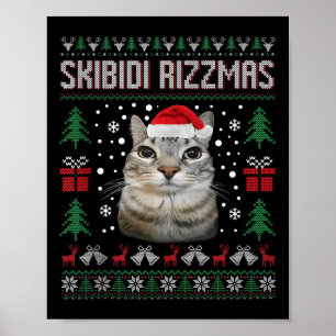 Poster Suéter Feio Gato Olhando Bobo Divertido Skibidi Ri