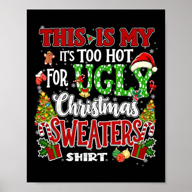 Poster Suéteres de Natal Feios Muito Quentes Piadas de Na (Frente)