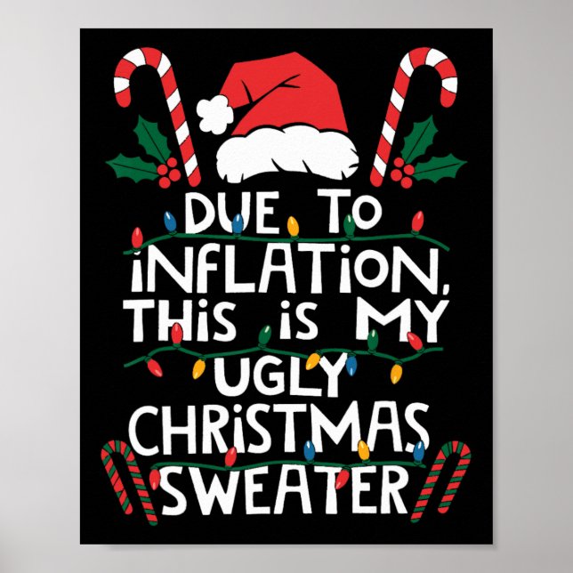 Poster Suéteres Feios de Natal Engraçados Devido à Inflaç (Frente)