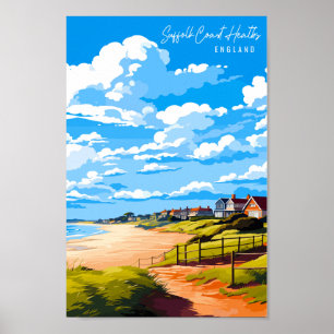 Poster Suffolk Coast Heights England viagens vintage plac