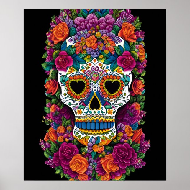 Poster Sugar Skull Art - Burst do Flair Mexicano (Frente)