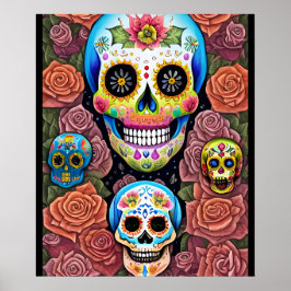 Poster Sugar Skull Art - Celebrar Dia de los Muertos