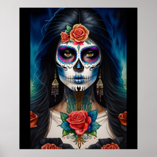 Poster Sugar Skull Art - Embrace Dia de los Muertos