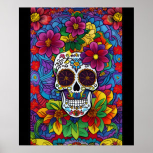 Poster Sugar Skull Art - Floral Fiesta