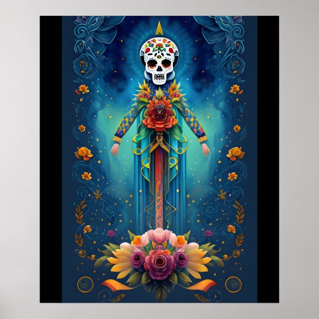 Poster Sugar Skull Art - Homenagem à tradição mexicana (Frente)