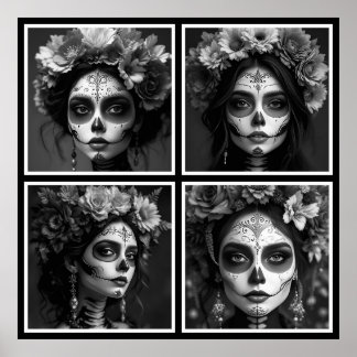 Poster Sugar Skull Black and White 
