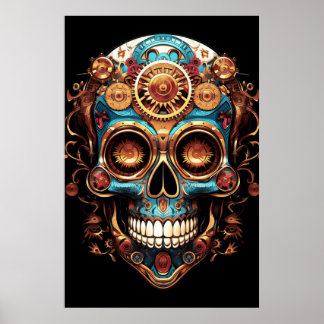 Poster Sugar Skull Designs Cool Guy in a Cool Hat on Wall