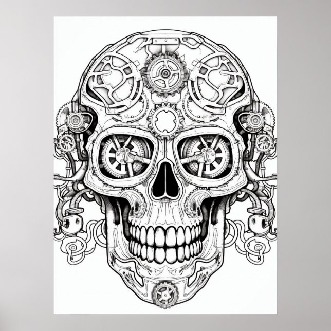 Poster Sugar Skull Drawing Art for Kids + Adults Wall (Frente)