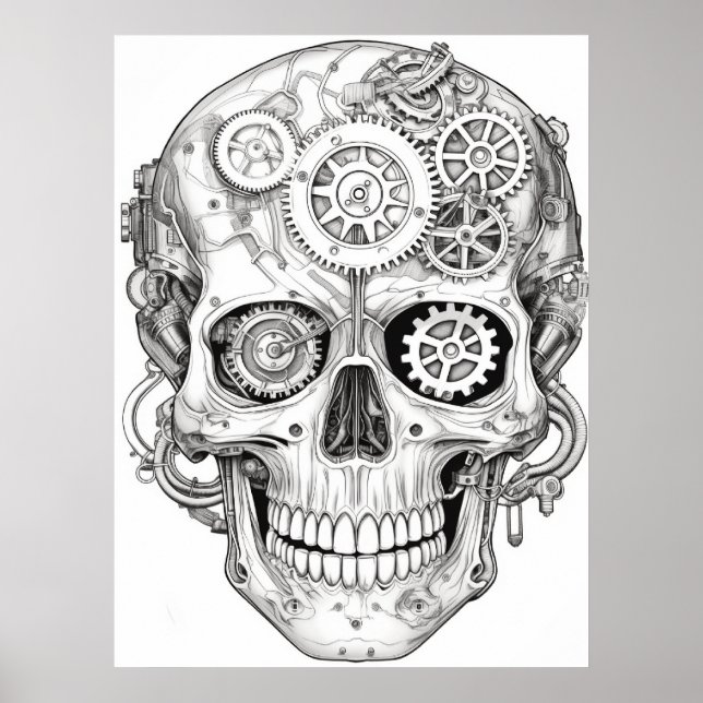Poster Sugar Skull Images Black + White on a Wall (Frente)
