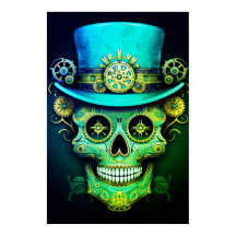 Sugar Skull Images Cool Guy in a Top Hat on a Wall
