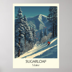 Poster Sugarloaf Maine Vintage Ski Resort Mountain Art