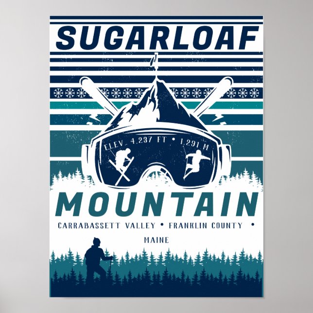 Poster Sugarloaf Mountain Maine Vintage Souvenirs (Frente)