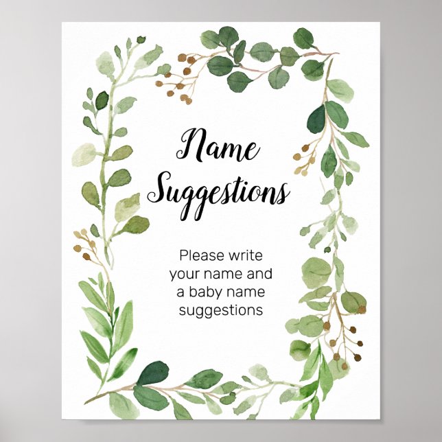 Poster Sugestões de Nome Verde (Frente)