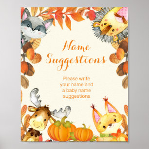 Poster Sugestões Do Nome Animal Da Pumpkin Em Queda Rús