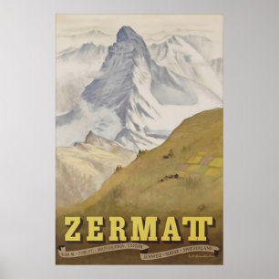 Poster Suíça Antiga Zermatt Matterhorn Viagem