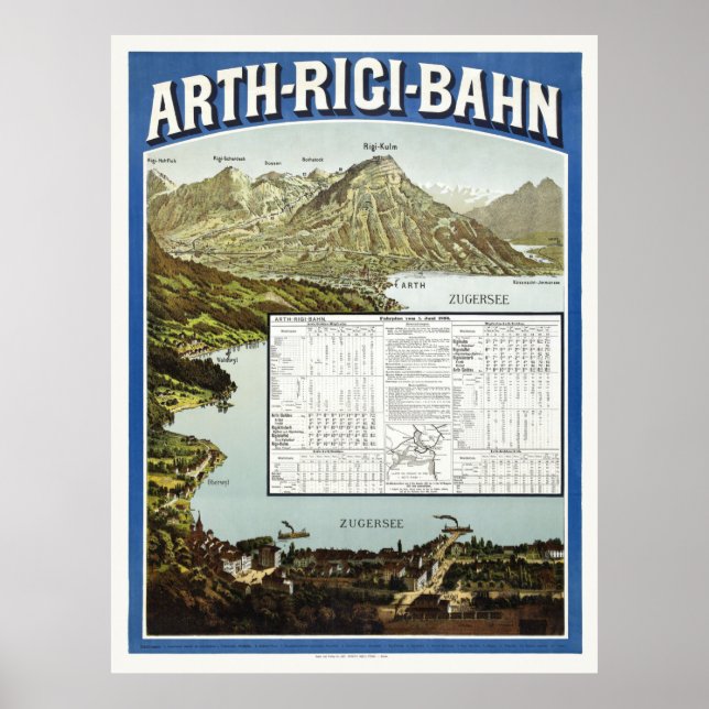 Poster Suiça Arth Rigi Bahn 1892 (Frente)