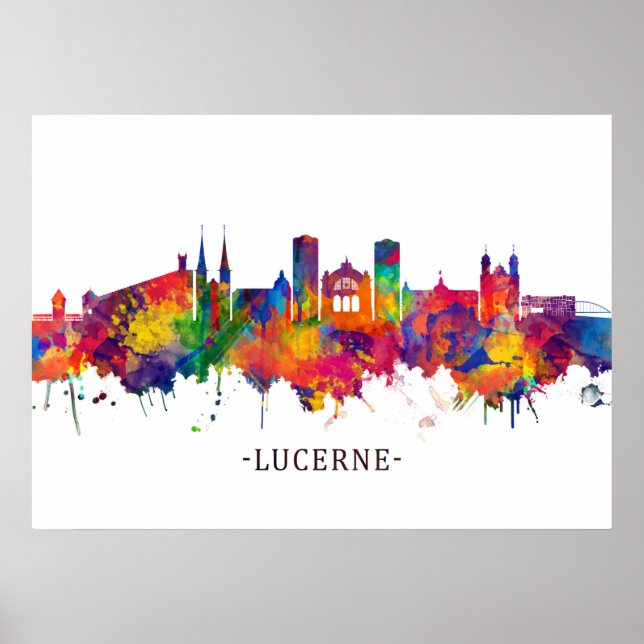 Poster Suiça de Luzerna Skyline (Frente)