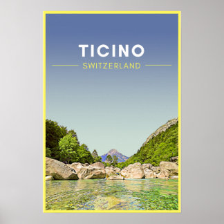 Poster Suiça de Viagem de Ticino Vintage