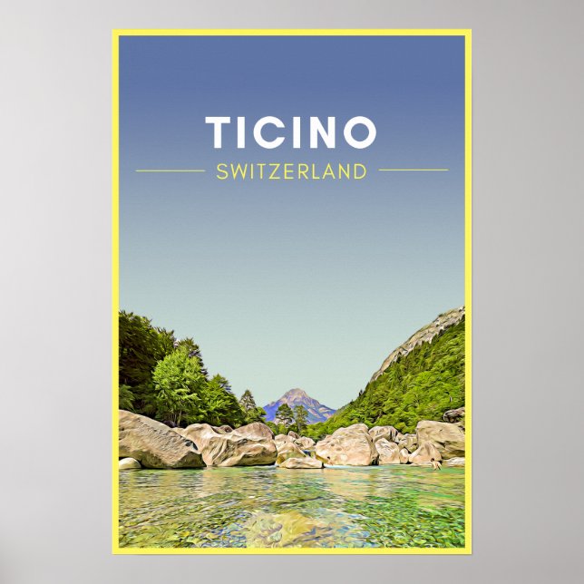 Poster Suiça de Viagem de Ticino Vintage (Frente)