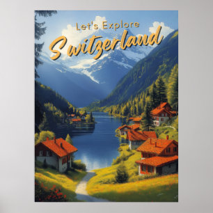 Poster Suiça de Viagem de Vintage