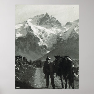 Póster Suiça do vintage, trilha no Jungfrau