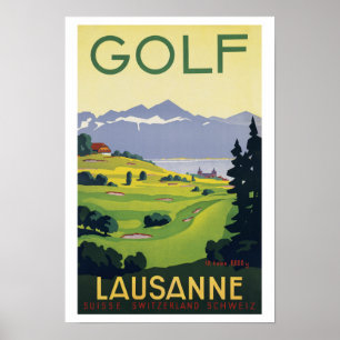 Poster Suiça Golf Lausanne ~ Viagens vintage