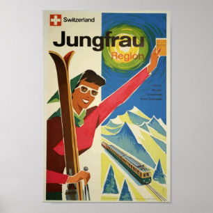Poster Suiça Jungfrau Viagens vintage