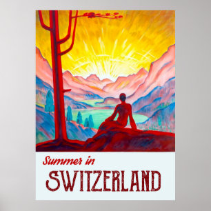 Poster Suíça, Nascer do Sol Sobre as Montanhas