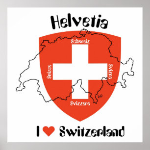 Póster Suíça, Suisse, Svizzera, Svizra, Switzerland
