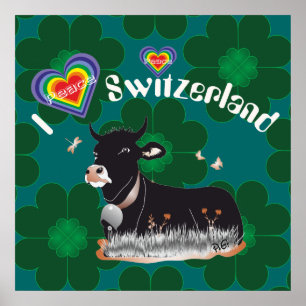 Póster Suíça, Suisse, Svizzera, Svizra, Switzerland