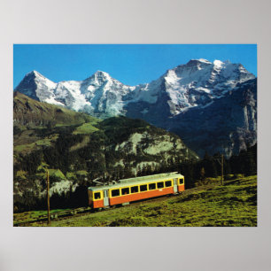 Póster Suiça, trem a Jungfraujoch,