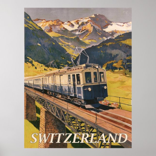 Poster Suíça, Trem Elétrico, Ferrovia (Frente)