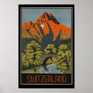 Poster Suiça Viagens vintage dos Alpes Suíços