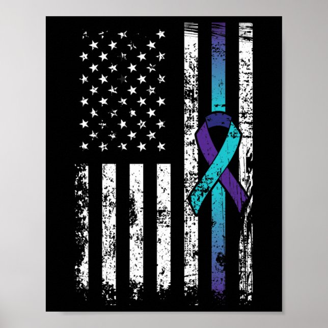 Poster Suicide Depression American Flag Prevention Awaren (Frente)