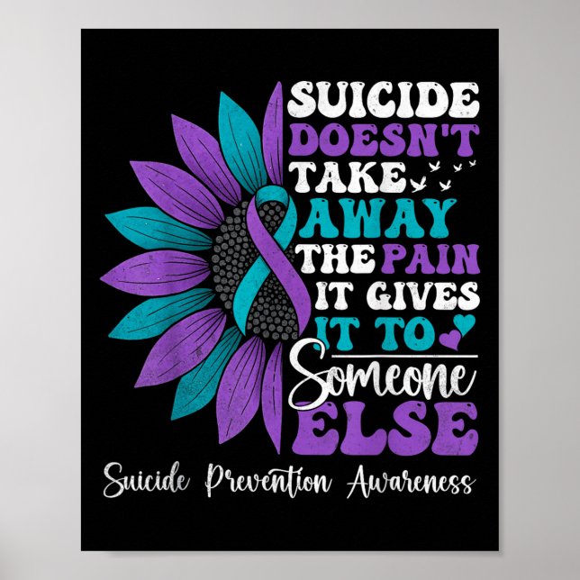 Poster Suicide Pain Sunflower Suicide Prevention Awarenes (Frente)