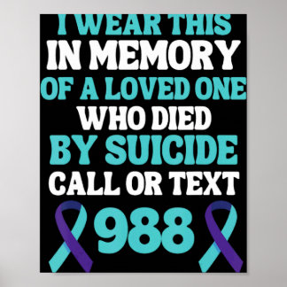 Poster Suicide Prevention 988 Hotline In Memory Of Loved 
