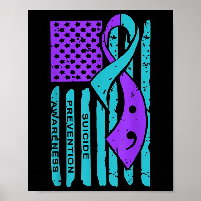 Poster Suicide Prevention Awareness American Flag Semicol (Frente)