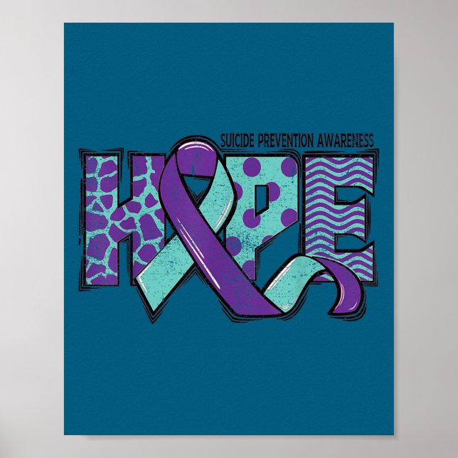Poster Suicide Prevention Awareness Teal &amp; Purple Rib (Frente)