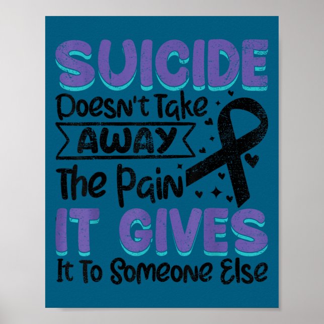 Poster Suicide Prevention Awareness Teal &amp; Purple Rib (Frente)
