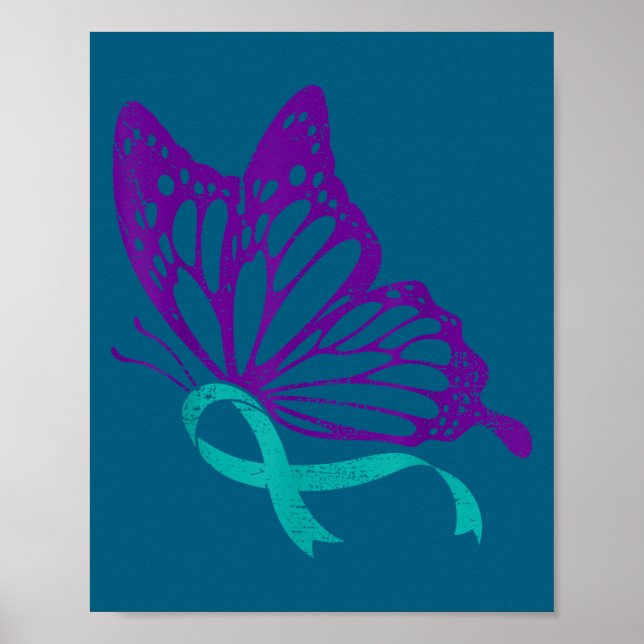 Poster Suicide Prevention Awareness Teal &amp; Purple Rib (Frente)