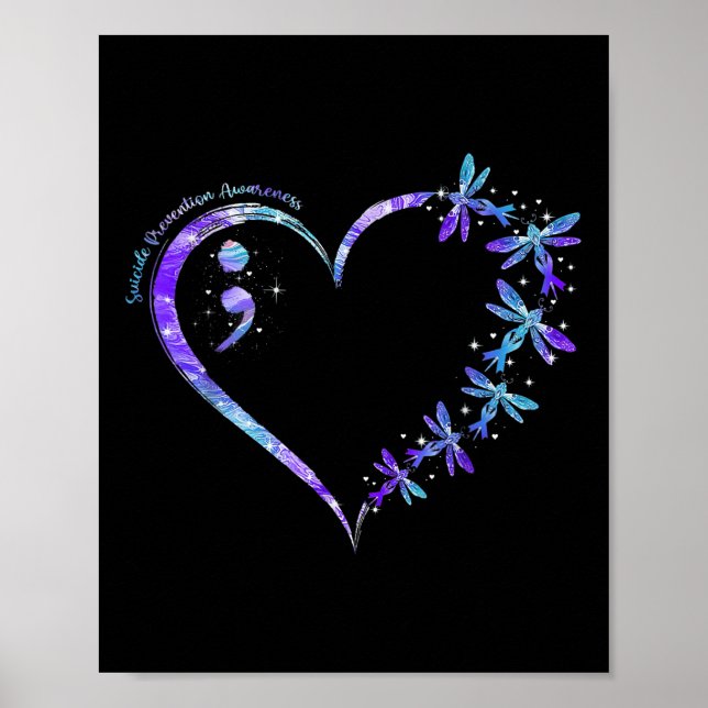 Poster Suicide Prevention Awareness Week Heart Semicolon  (Frente)