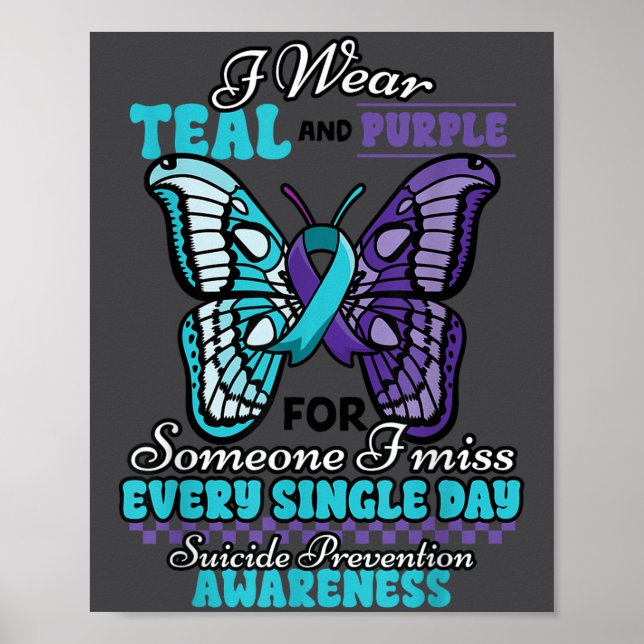 Poster Suicide Prevention Wear Teal Purple Someone I Miss (Frente)