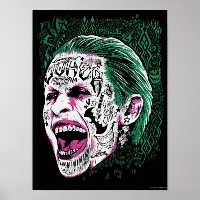 Póster Suicide Squad | Laughing Joker Head Sketch (Frente)