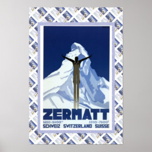 Poster suíço Zermatt do vintage